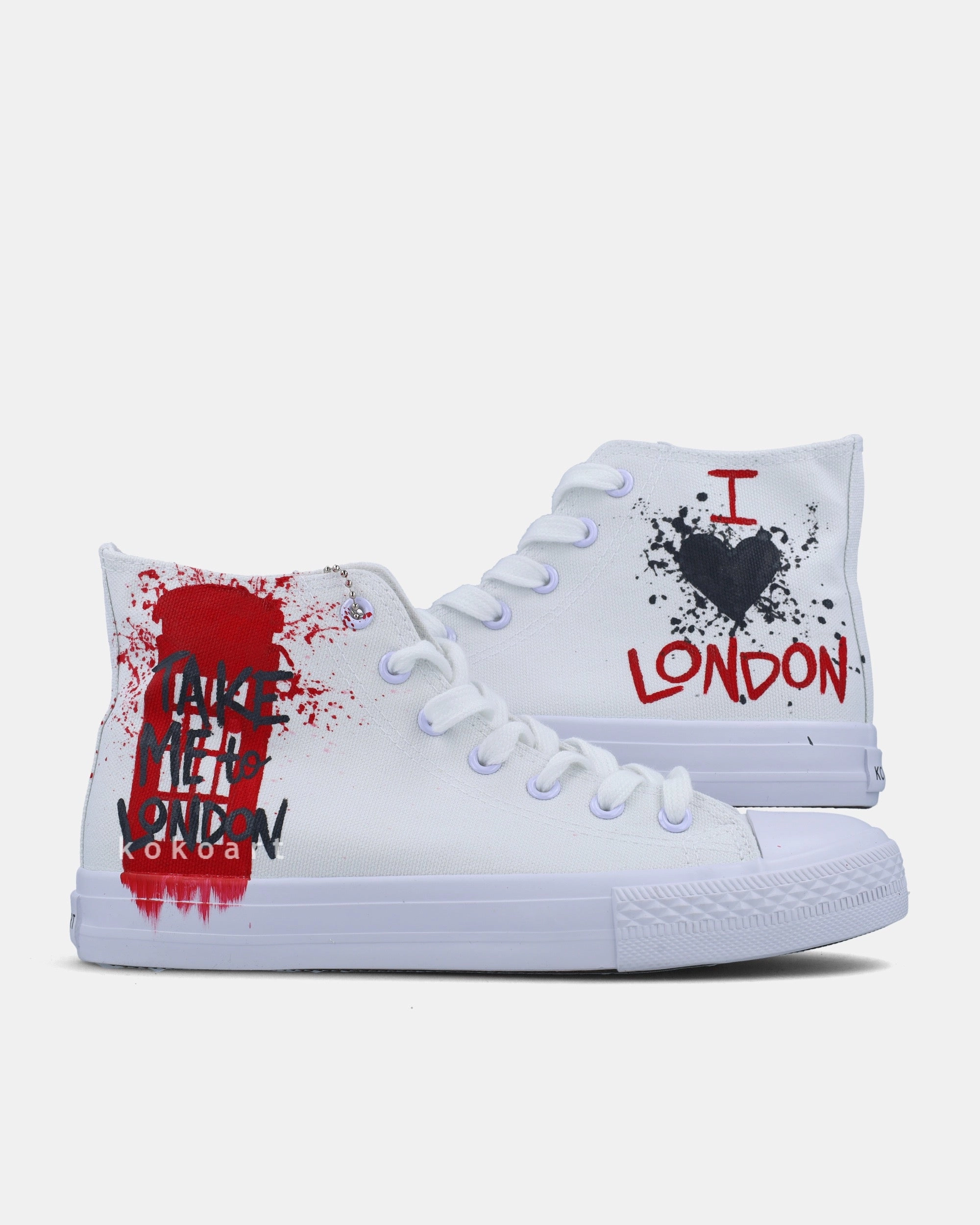 Cute Waterproof Walking Shoes London Phone Box Hand Painted Shoes