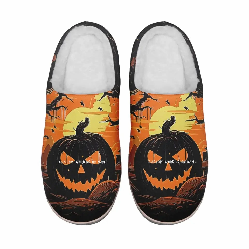 Slippers That Look Like Feet Personalized Halloween Indoor Slipper, Custom Pumpkin Slipper, Kitty  Indoor Slipper, Halloween Gift,kitty2020-23023002