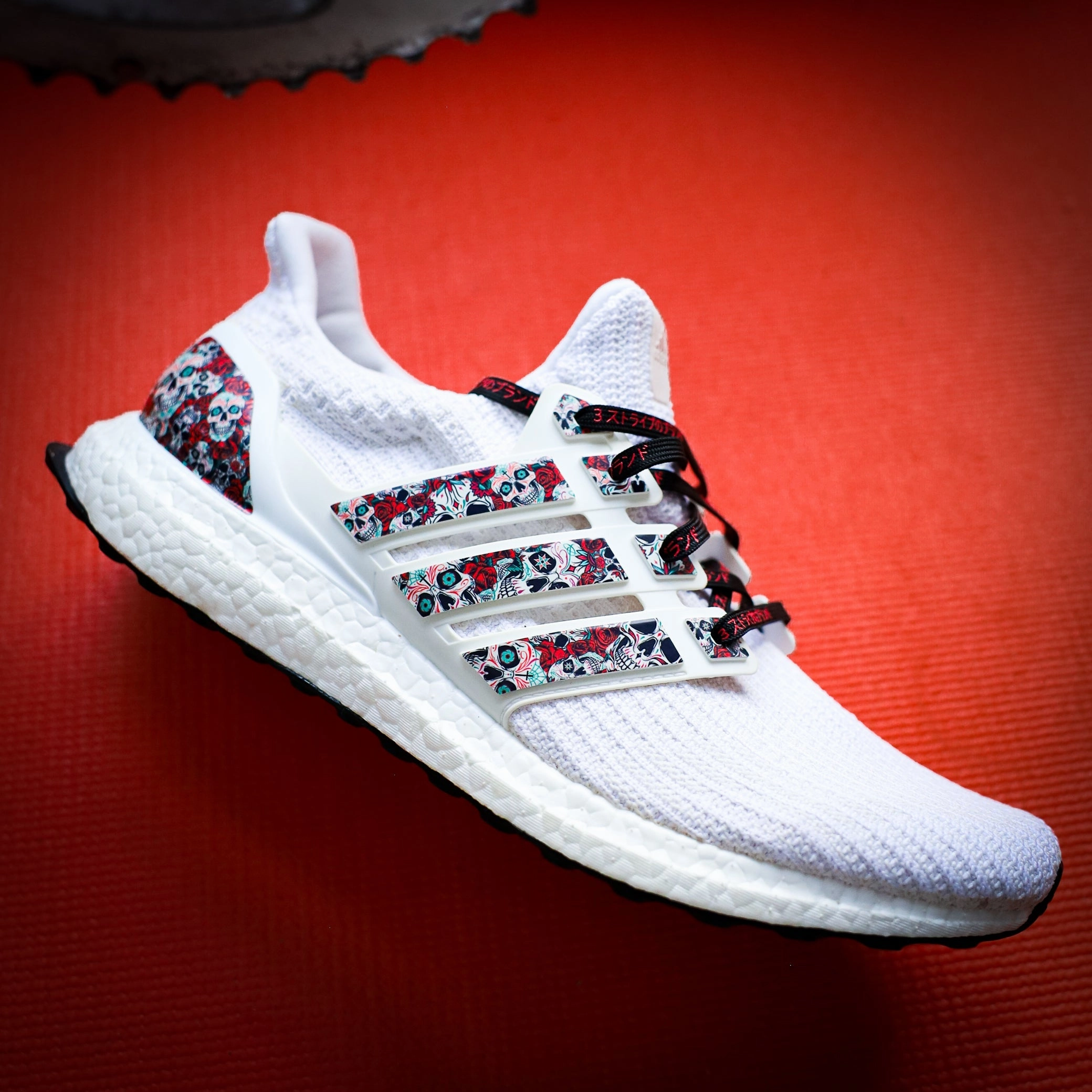Red Day of the Dead Stripes for Ultra Boost 22 / 21 Adidas Adizero Adios Pro Evo 1 Running Shoes
