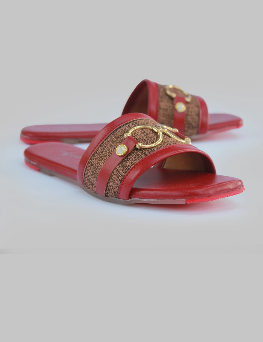 Low Heel Flat Wedding Shoes With Bling Maroon | Flat Slippers for women