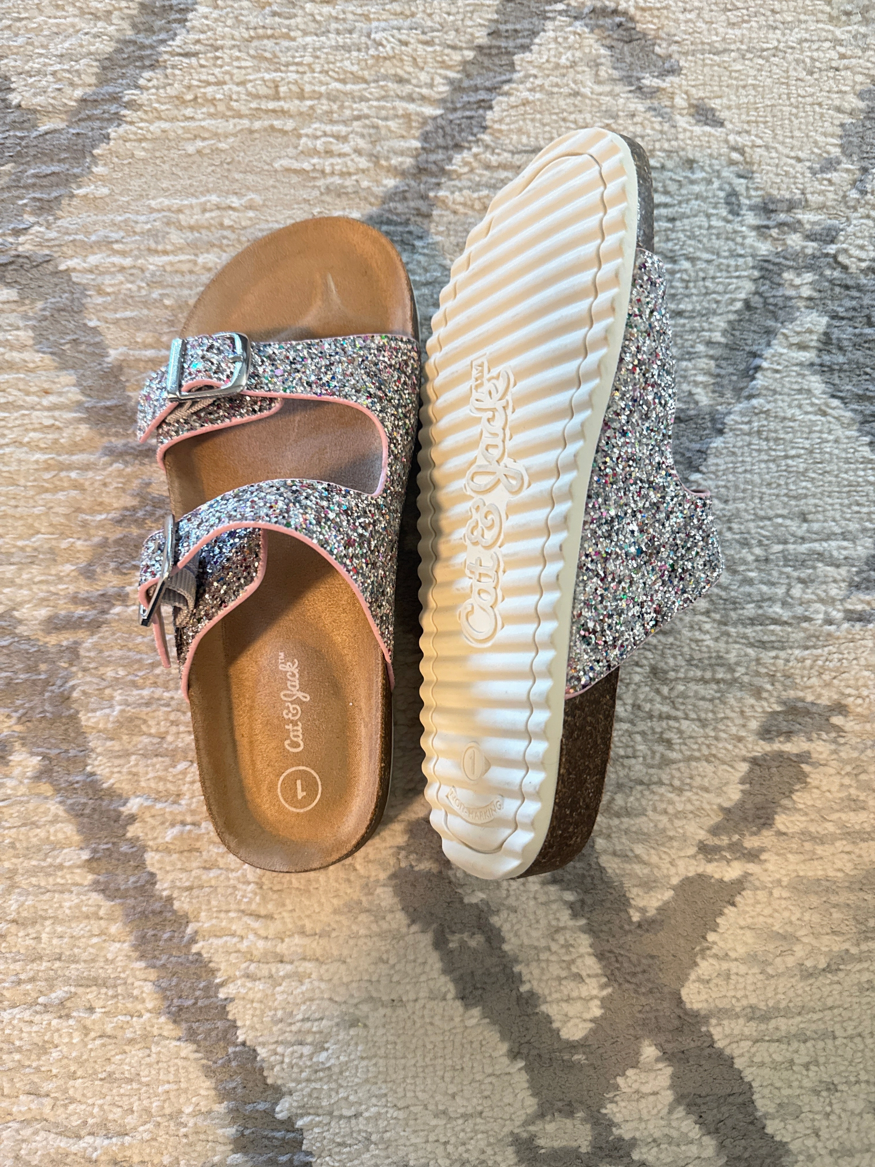 Sandals Royal Caribbean Resort Private Island Jamaica Cat and Jack sandals Sparkle sandals - Shoes:         1 (Little Kid)