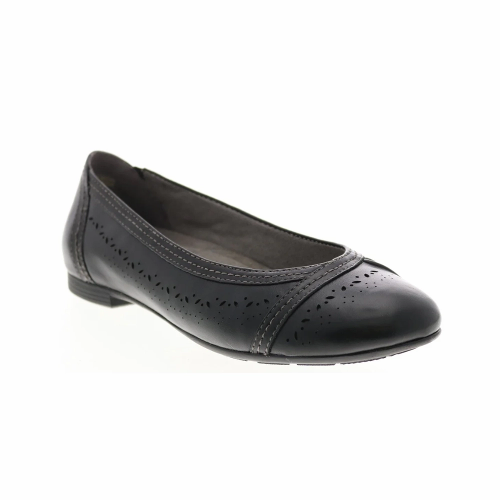 Earth Womens Vista Nova Leather Flat  Black Pointed Toe Shoes Flats