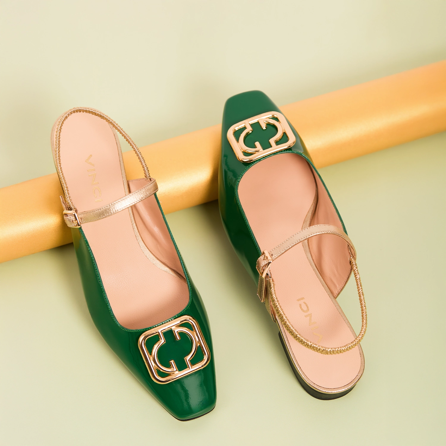 The Rosalinda Green Patent Leather Women Flat Slingback Shoe Flat Patent Leather Shoes