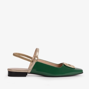 The Rosalinda Green Patent Leather Women Flat Slingback Shoe Dress Flats Shoes