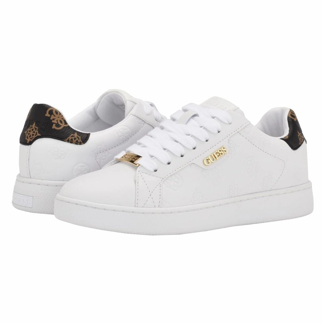 Best Boat Sneakers GUESS Renzy Debossed Logo Low-Top Sneakers - WHT