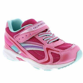 Running Shoes For Sprinters Tsukihoshi GLITZ Hot Pink Mint Girls Running Shoes (Machine Washable)