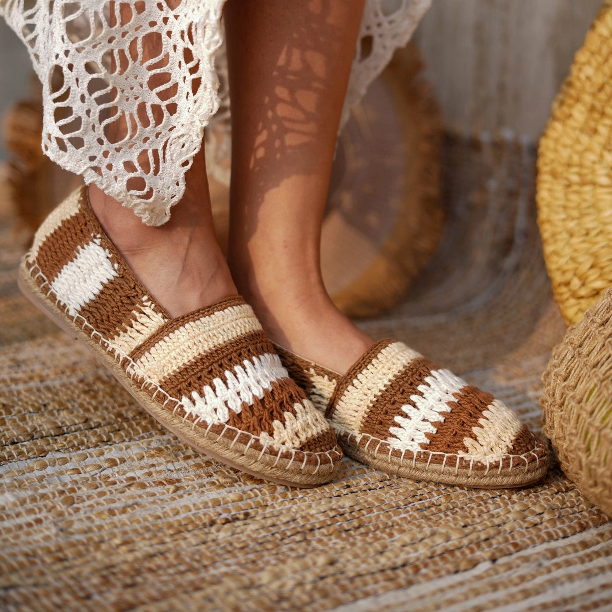 Brazilian Espadrilles Marrakech Crochet Espadrilles - Beige