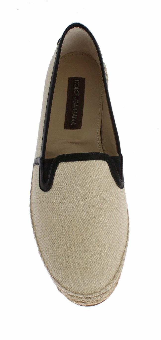 Cream White Canvas Logo Espadrilles Traditional French Espadrilles