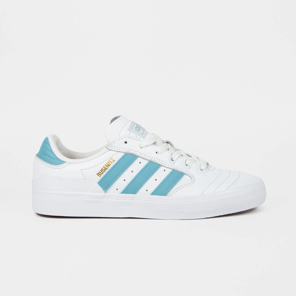 Adidas Harden Stepback 3 Shoes Adidas Skateboarding - Busenitz Vulc 2 Shoes - Footwear White / Preloved Blue / Gold Metallic
