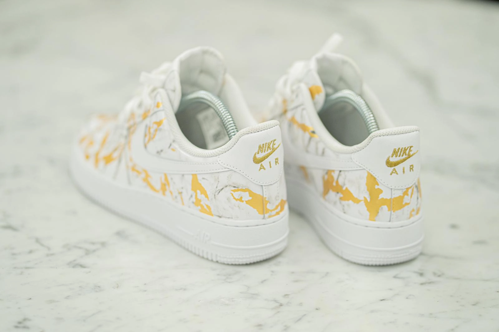 Custom Hand Painted Gold Marble Nike Air Force 1 Low Best Asics Walking Shoes For Overpronation