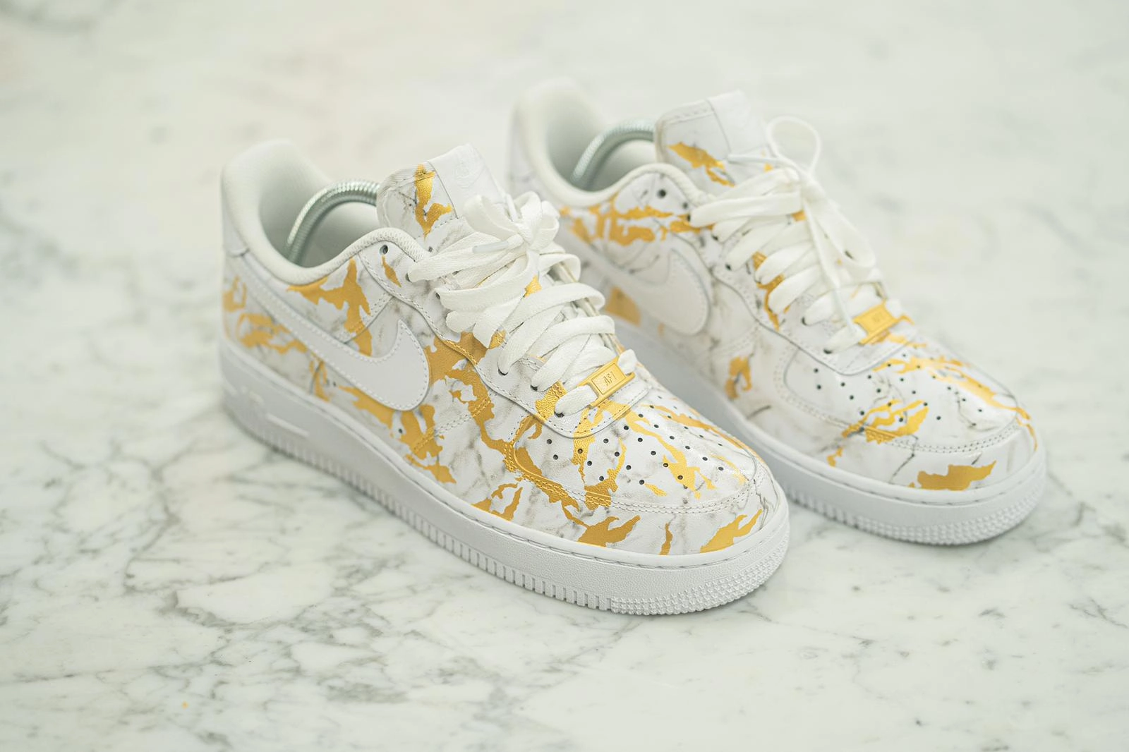 Asics Gel-flux 5 Running Shoes Custom Hand Painted Gold Marble Nike Air Force 1 Low