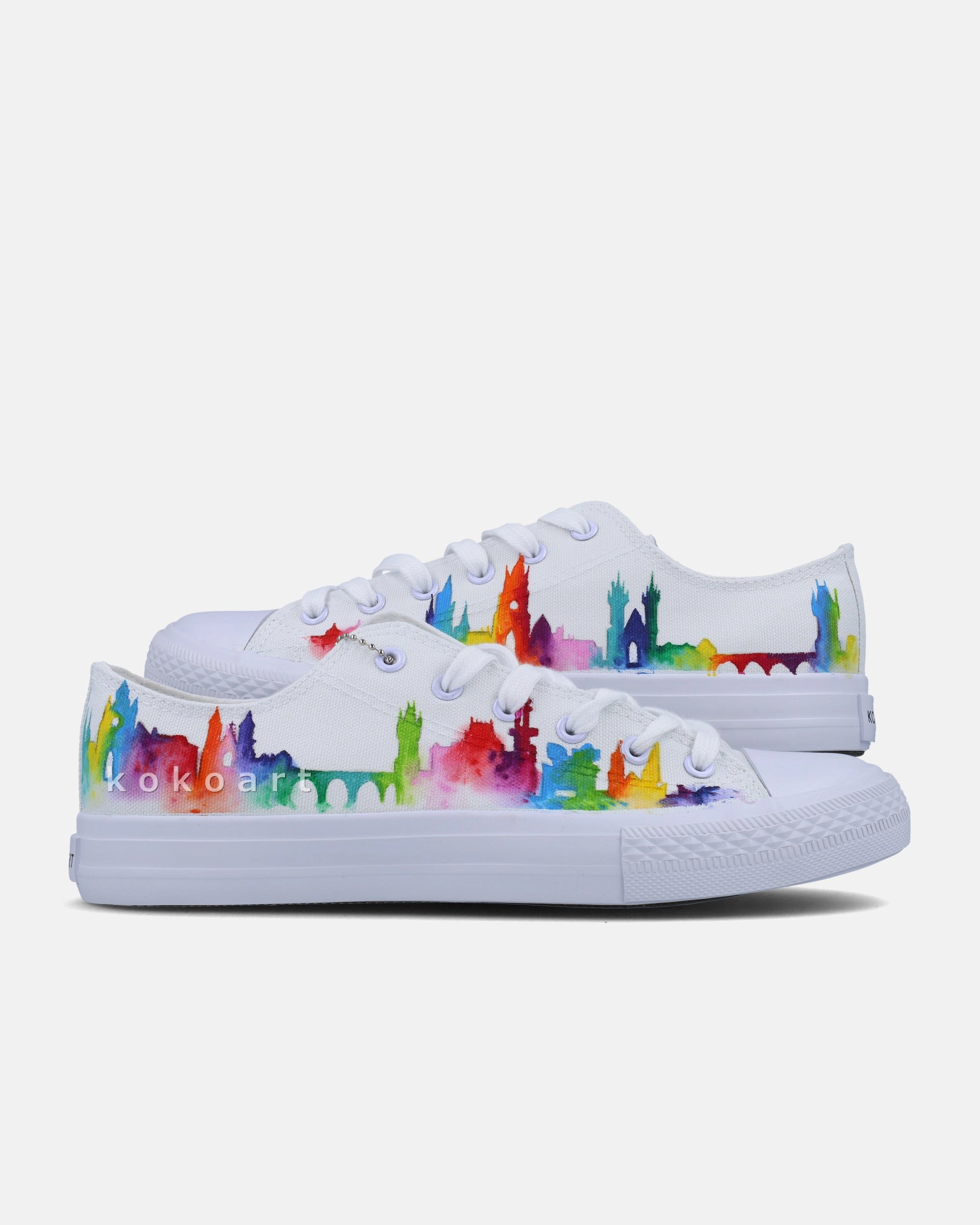 Customisable Watercolour Skyline Hand Painted Shoes Waterproof Shoe Gaiters