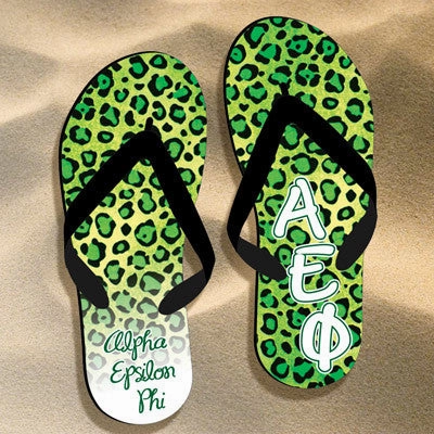 Big Feet Flip Flops Alpha Epsilon Phi Cheetah Print Flip Flops - SBL100 - SUB