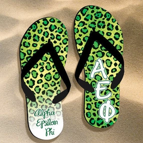 Walk In His Footsteps Flip Flops Alpha Epsilon Phi Cheetah Print Flip Flops - SBL100 - SUB