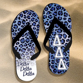 Delta Delta Delta Cheetah Print Flip Flops - SBL100 - SUB Flip Flops With Heel