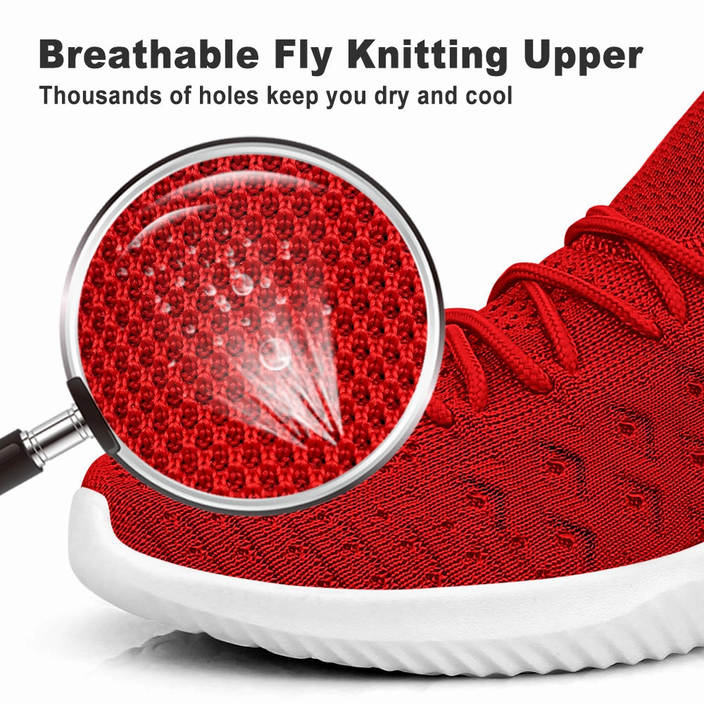 Hiking Shoes Street Style FEETHIT Mens Non-slip Walking Sneaker Red