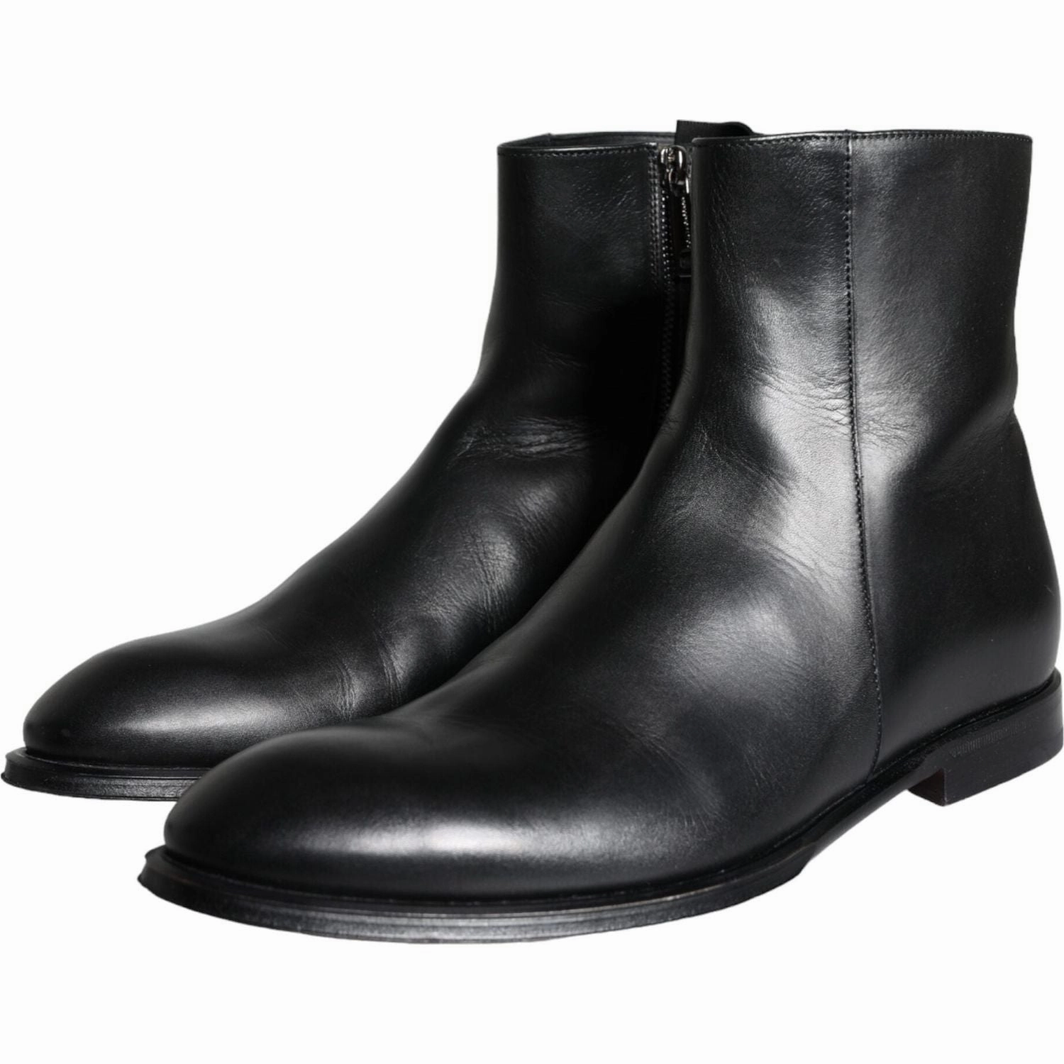 Dress Snow Boots Dolce & Gabbana Black Calf Leather Men Ankle Boots Men Shoes