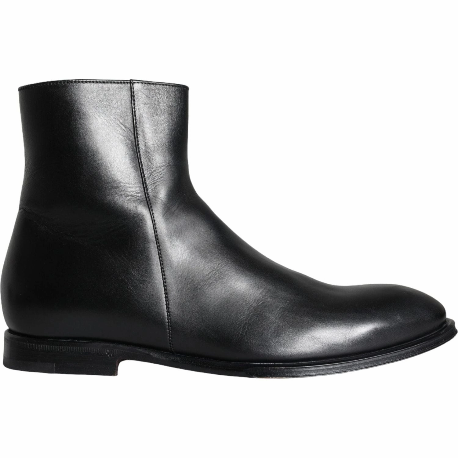 Dolce & Gabbana Black Calf Leather Men Ankle Boots Men Shoes Stiletto Knee Boots