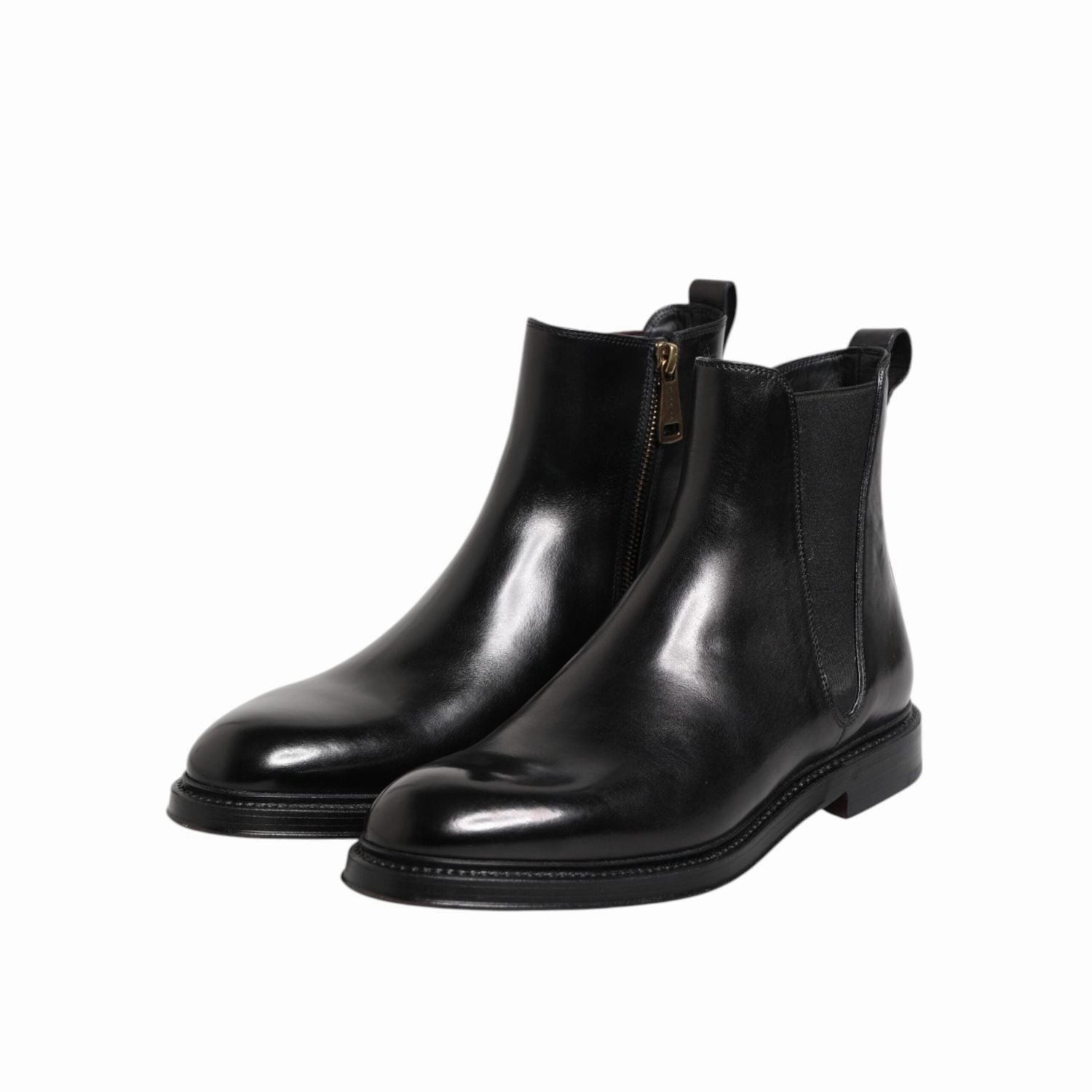 Fisher Boots Dolce & Gabbana Black Chelsea Leather Mid Calf Boots Shoes