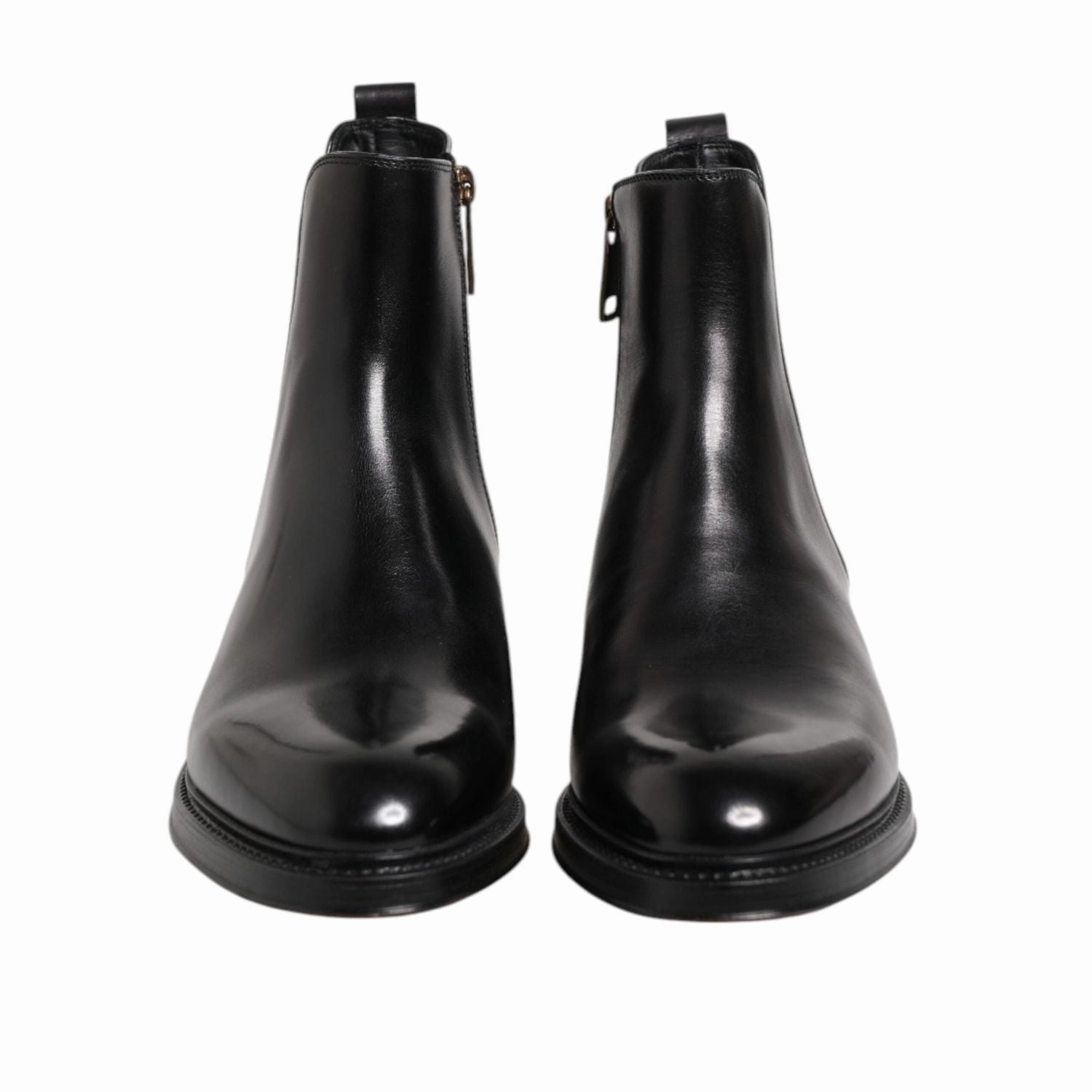 Dolce & Gabbana Black Chelsea Leather Mid Calf Boots Shoes Dollskill Boots