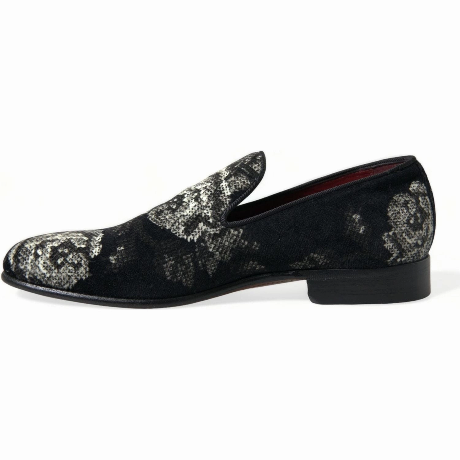 Dolce & Gabbana Black Floral Slippers Men Loafers Dress Shoes Bootie House Slippers