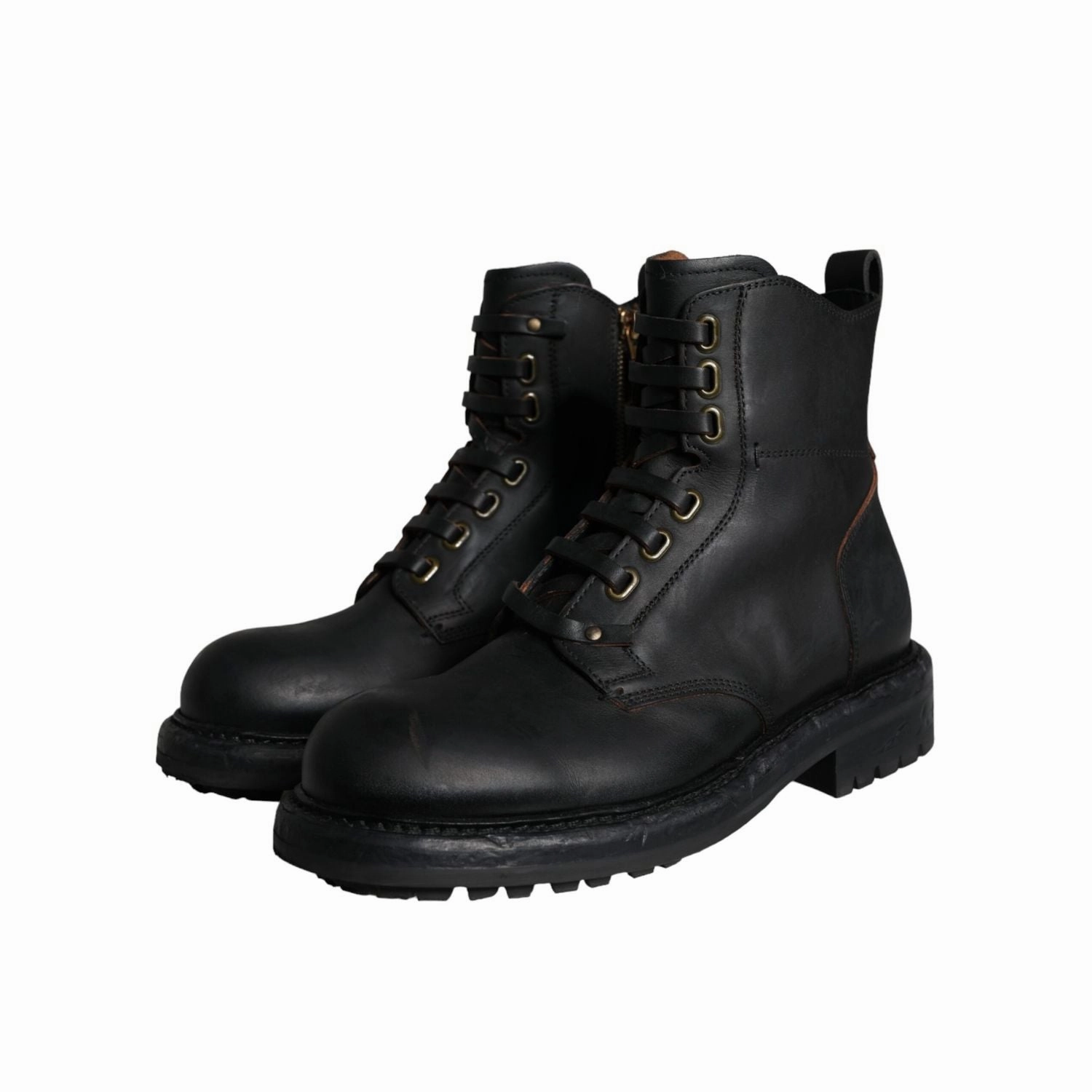 Boots Baker Dolce & Gabbana Black Lace Up Mid Calf Boots Men Shoes