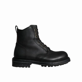 Mou Mou Boots Dolce & Gabbana Black Lace Up Mid Calf Boots Men Shoes