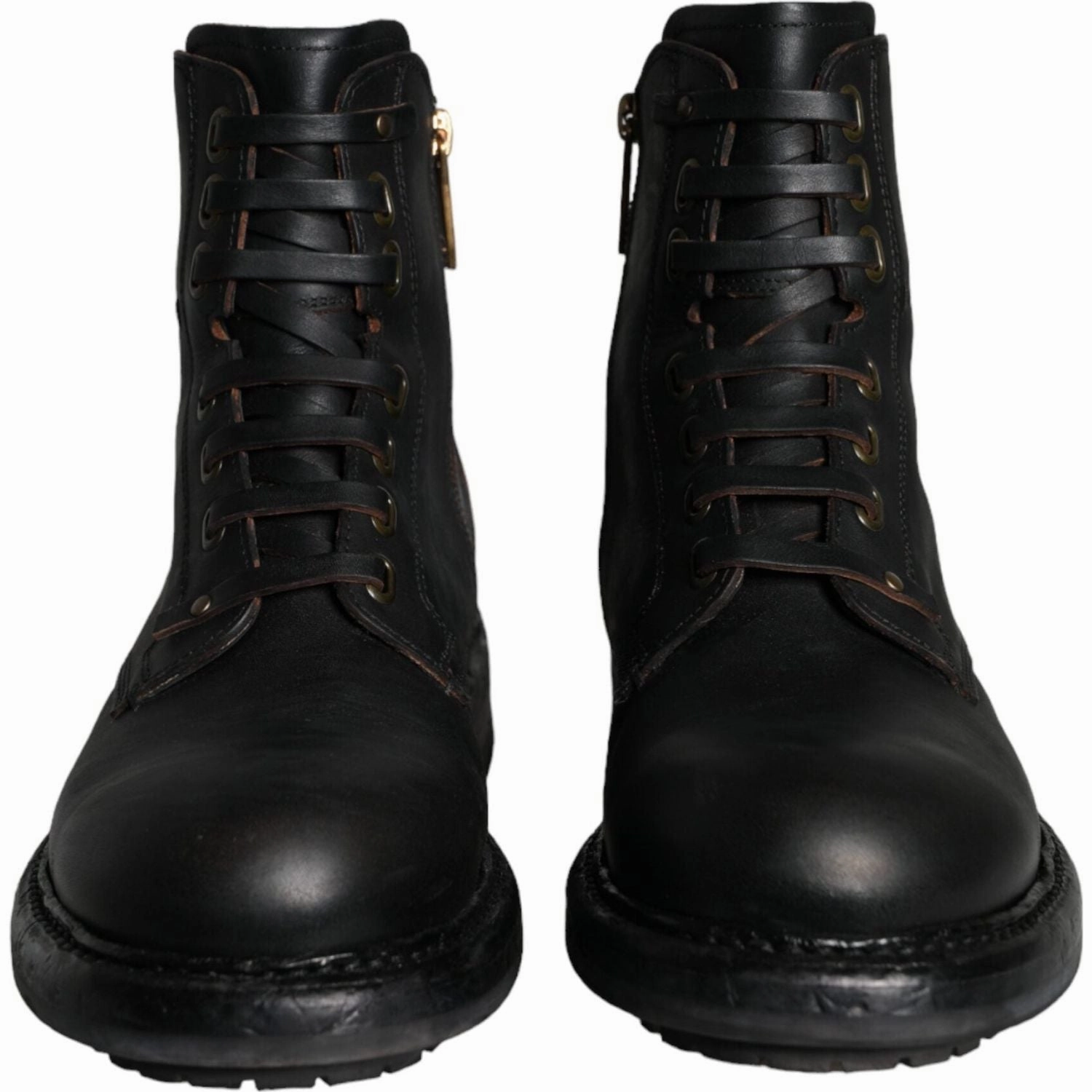 Dolce & Gabbana Black Lace Up Mid Calf Boots Men Shoes Cute Boots To Wear With Dresses