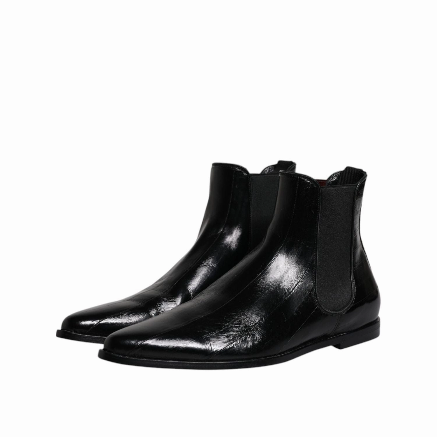 Dance Heels Boots Dolce & Gabbana Black Leather Chelsea Men Ankle Boots Shoes