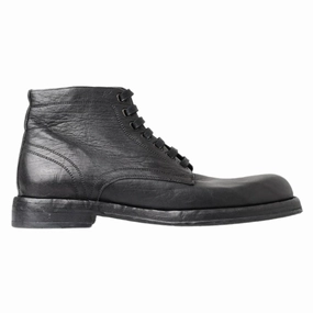 Boots And Pants And Boots And Pants Dolce & Gabbana Black Leather Lace-Up Boots