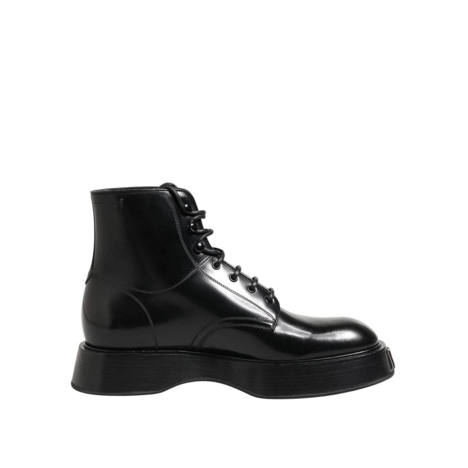 Dolce & Gabbana Black Leather Logo Ankle Boots Lace Up Shoes Puss In Boots Shrek