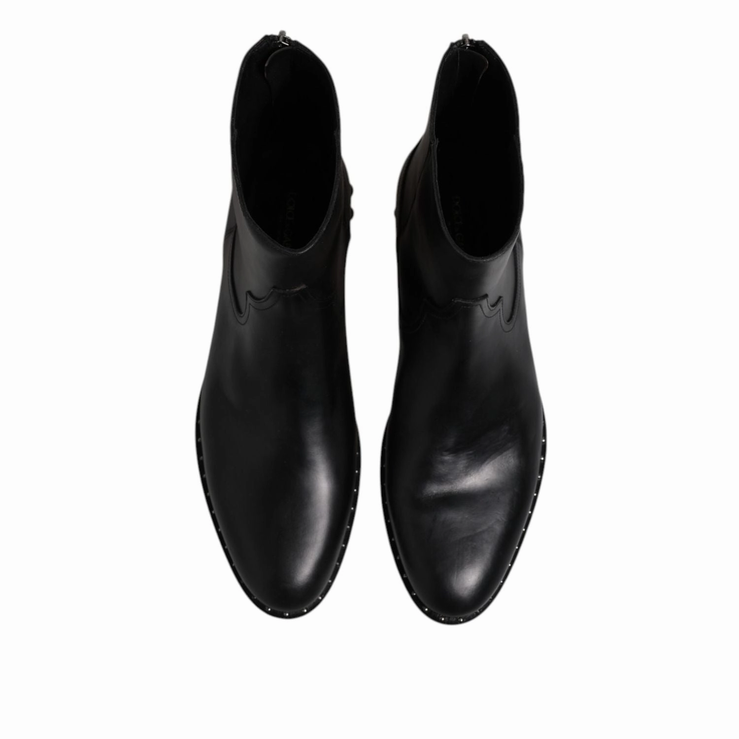 Cowgirl Boots On Sale Dolce & Gabbana Black Leather Logo Ankle Boots Studded Shoes