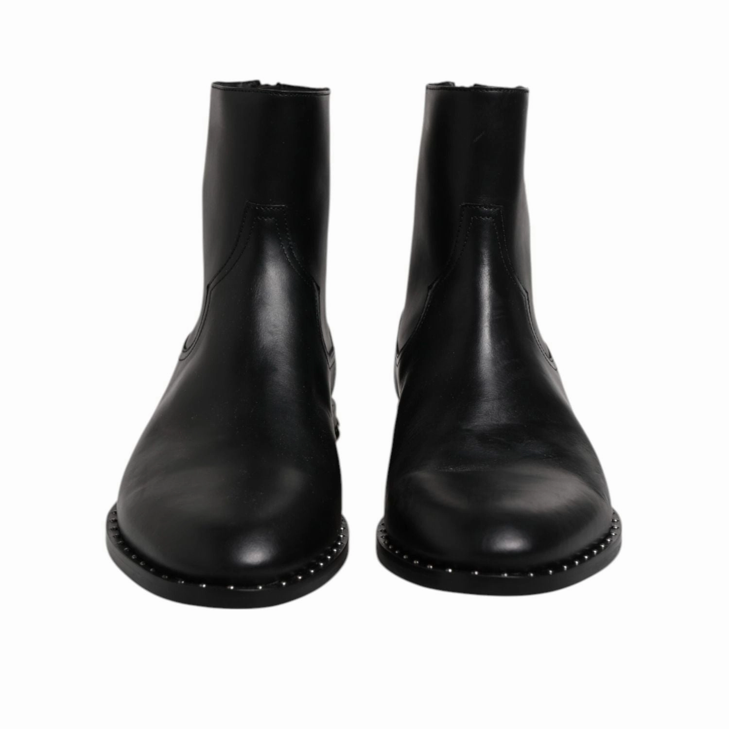 Diamond Boots Dolce & Gabbana Black Leather Logo Ankle Boots Studded Shoes