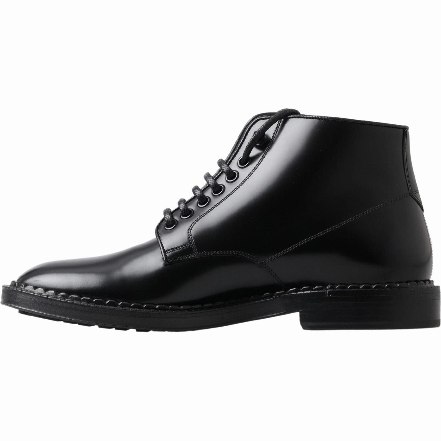 Dolce & Gabbana Black Leather Men Short Boots Lace Up Shoes Comfortable Waterproof Boots