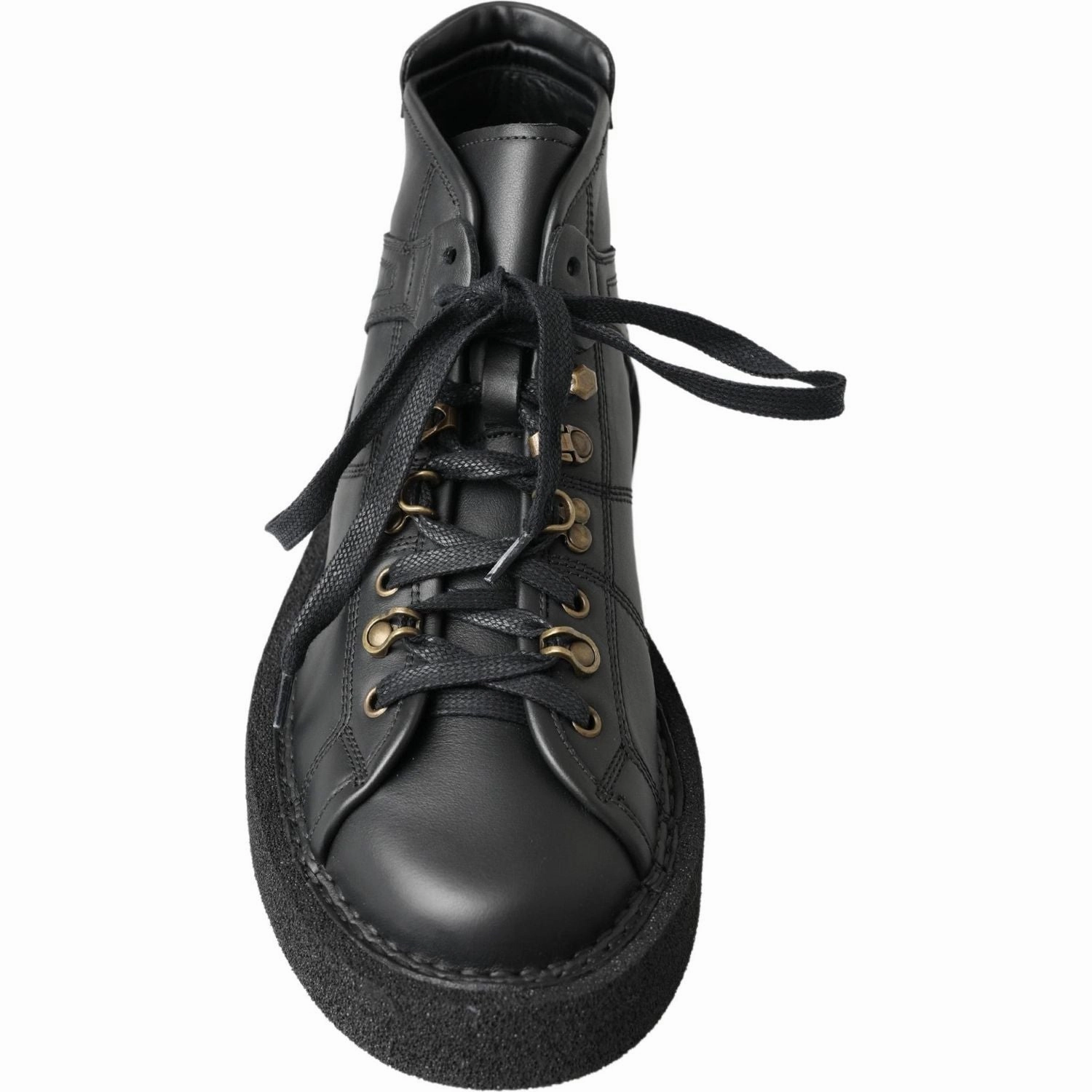 Dolce & Gabbana Black Leather Slip on Stretch Boots Guccissima Boots