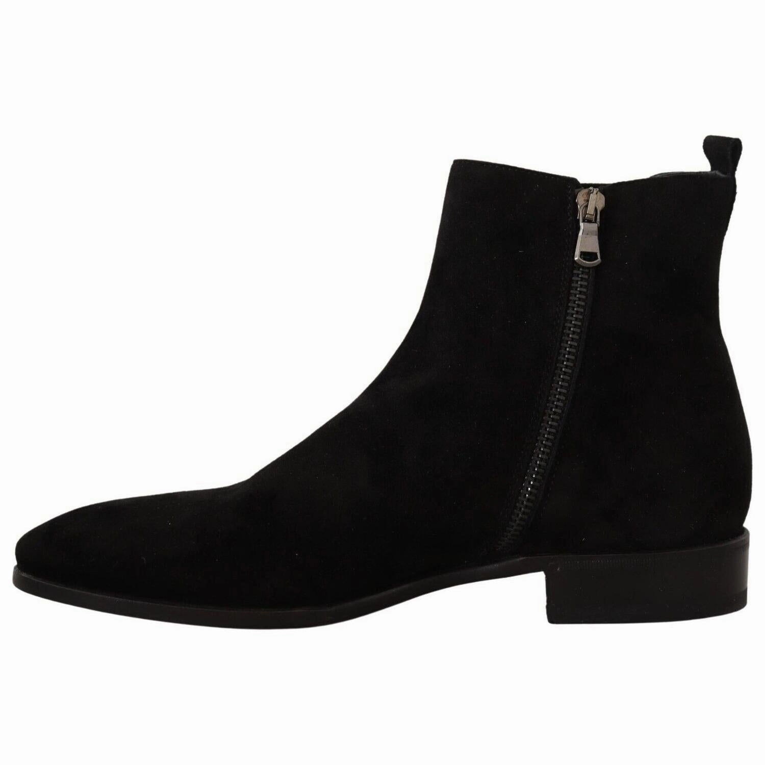 Dolce & Gabbana Black Suede Leather Chelsea Mens Boots Shoes Combat Boots Heels