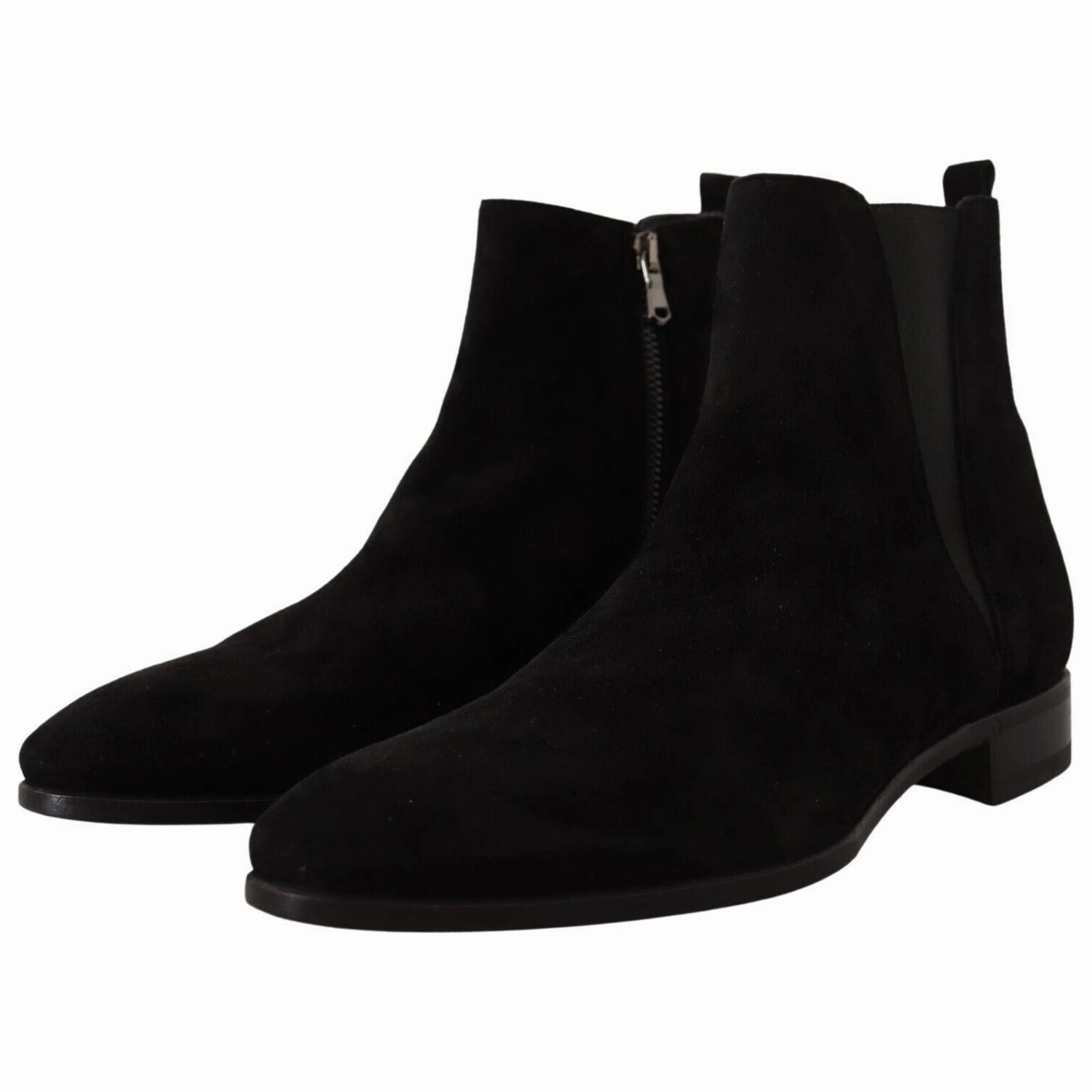 Dolce & Gabbana Black Suede Leather Chelsea Mens Boots Shoes Go Go Boots