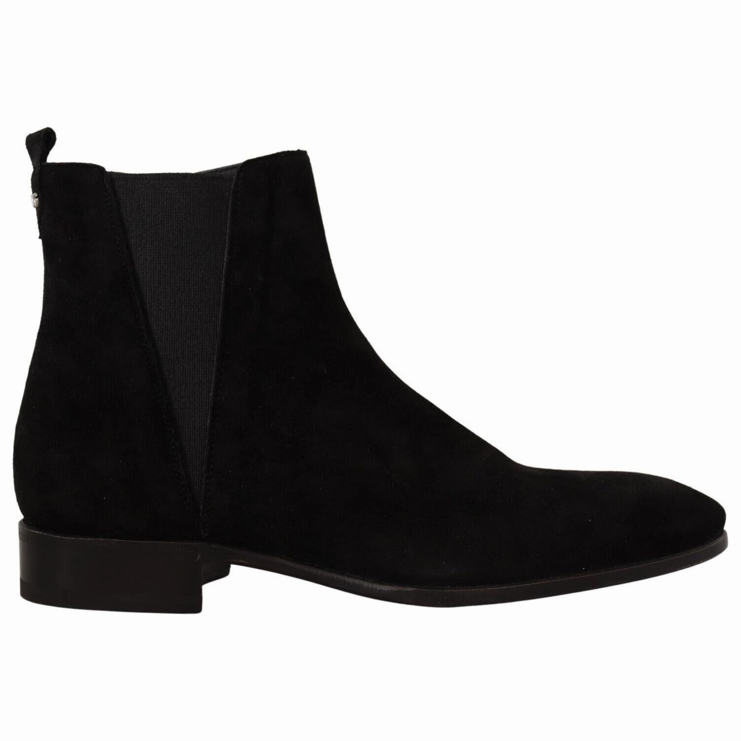Dolce & Gabbana Black Suede Leather Chelsea Mens Boots Shoes Sailing Boots