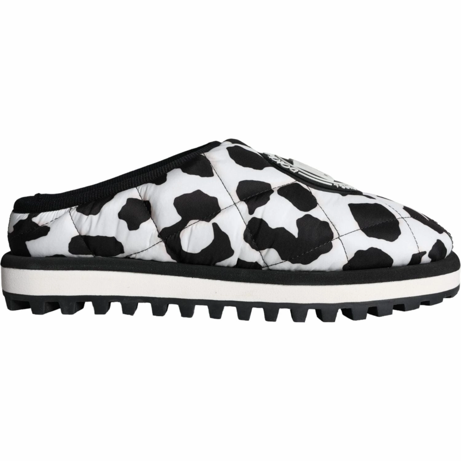 Dolce & Gabbana Black White Quilted Logo Sandals Slides Shoes Vibi Venezia Velvet Slippers