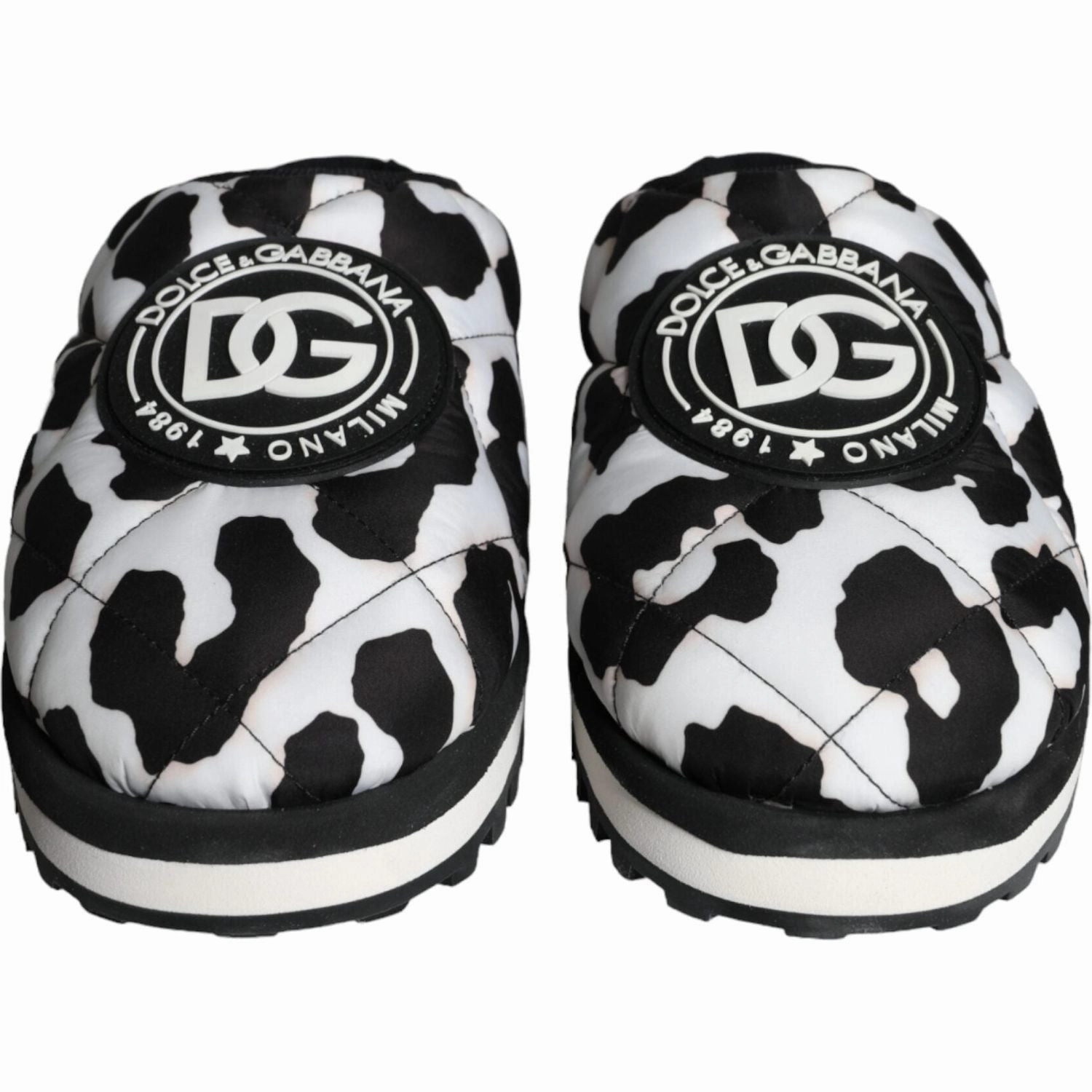 Dolce & Gabbana Black White Quilted Logo Sandals Slides Shoes Axolotl Slippers