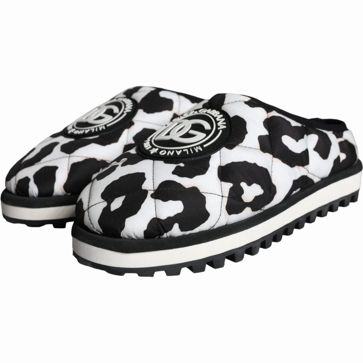 Freudian Slippers Dolce & Gabbana Black White Quilted Logo Sandals Slides Shoes