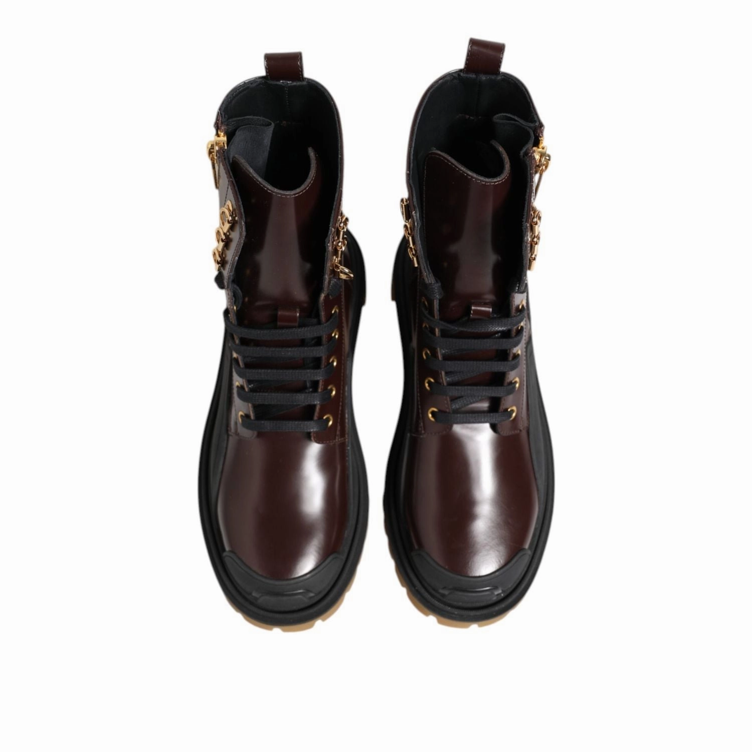 Allen Chukka Boots Dolce & Gabbana Brown Black Leather Boots Zipper Lace Up Shoes