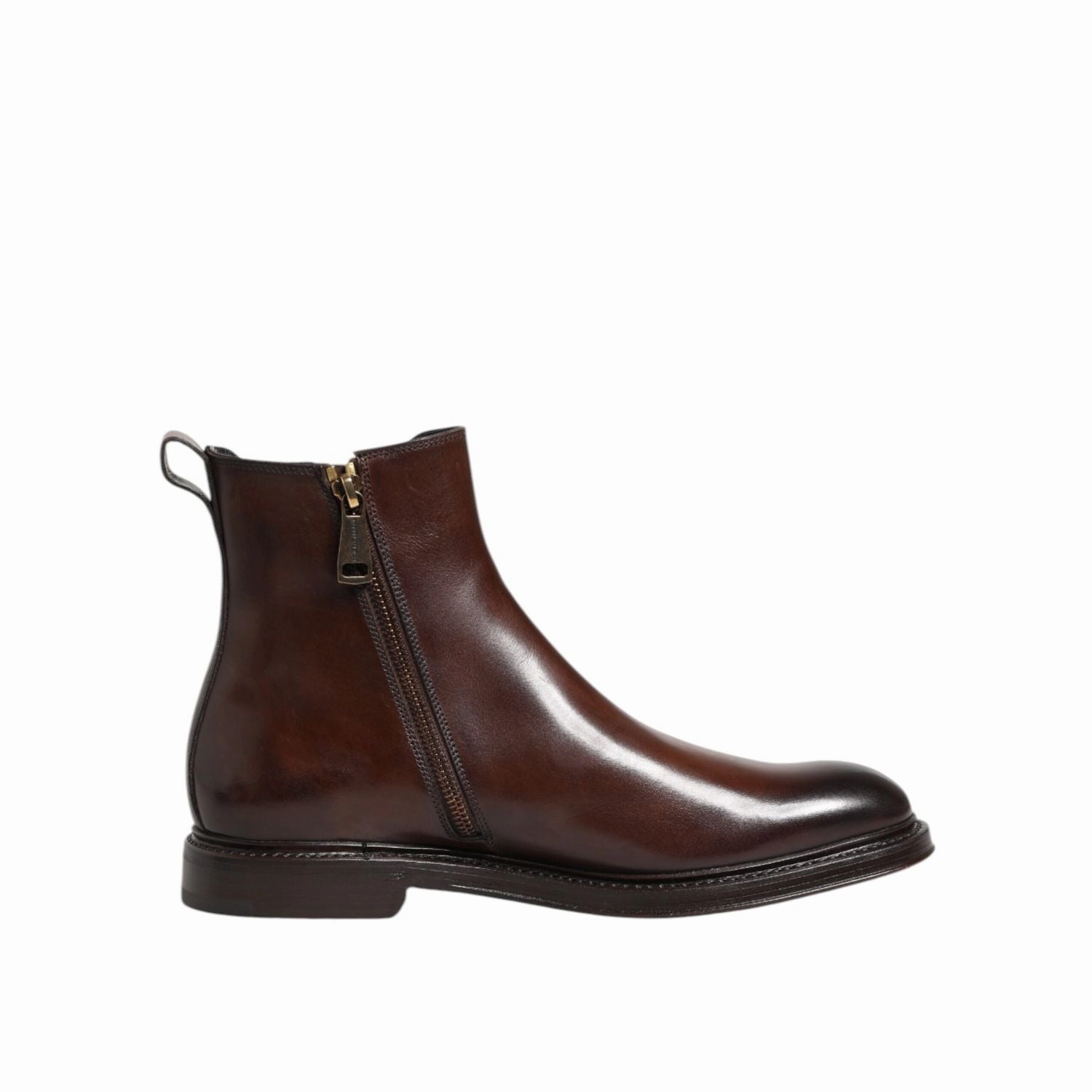 Composite Toe Combat Boots Dolce & Gabbana Brown Chelsea Leather Mid Calf Boots Shoes