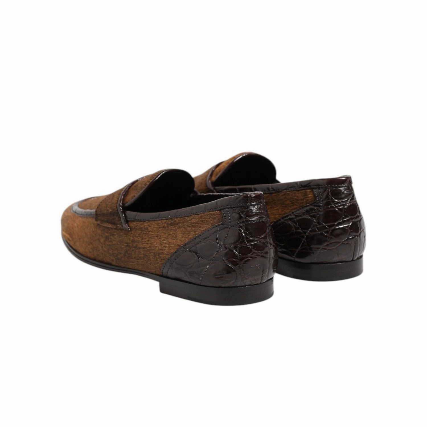 Dolce & Gabbana Brown Loafers Leather Slip On Men Dress Shoes Felted Slippers Knitting Pattern