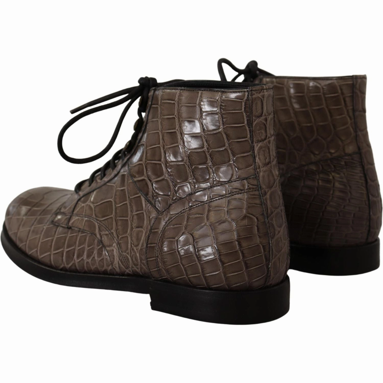 Plarform Boots Dolce & Gabbana Gray Crocodile Leather Derby Boots