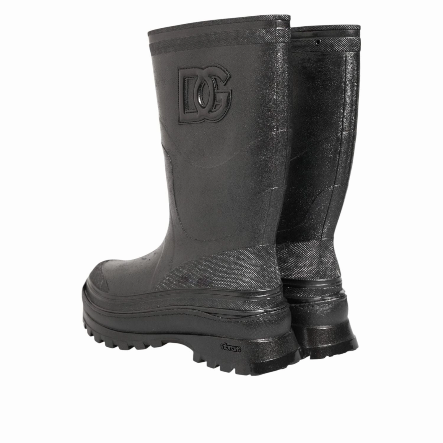 Warm Snow Boots Dolce & Gabbana Metallic Black Pull On Rain Boots Shoes