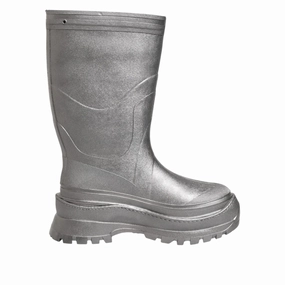 Jeans Boots With The Fur Dolce & Gabbana Metallic Silver Pull On Rain Boots Shoes