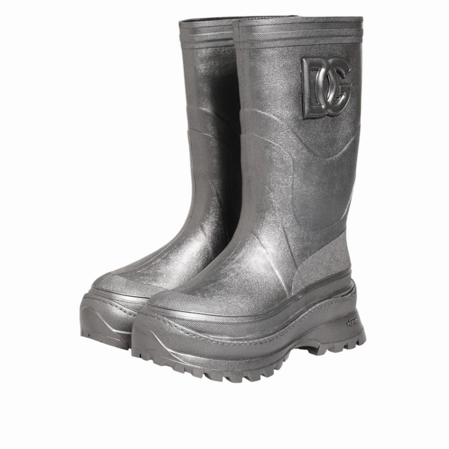 Boots Sfb Dolce & Gabbana Metallic Silver Pull On Rain Boots Shoes