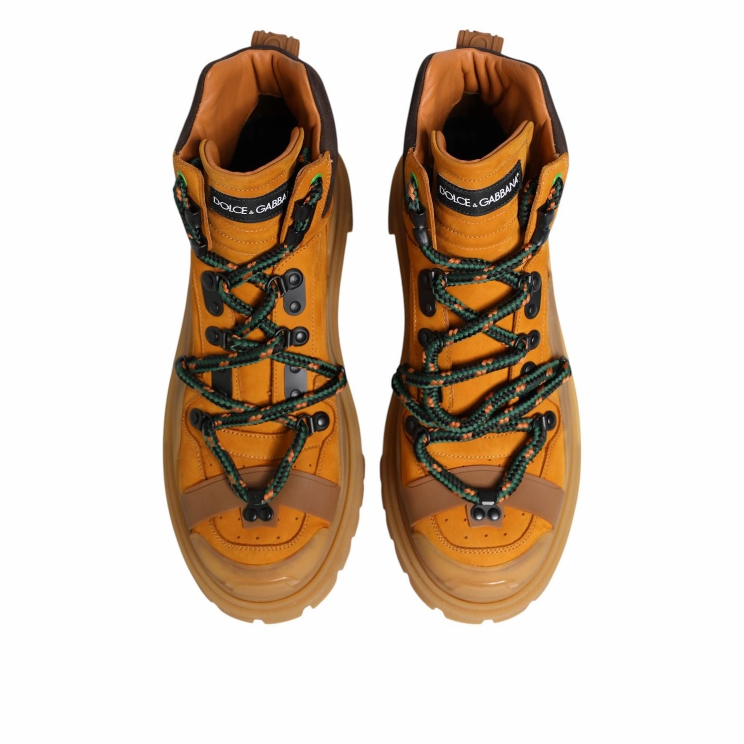 Dolce & Gabbana Orange Lace Up Trekking Ankle Boots Shoes Alaskan Boots