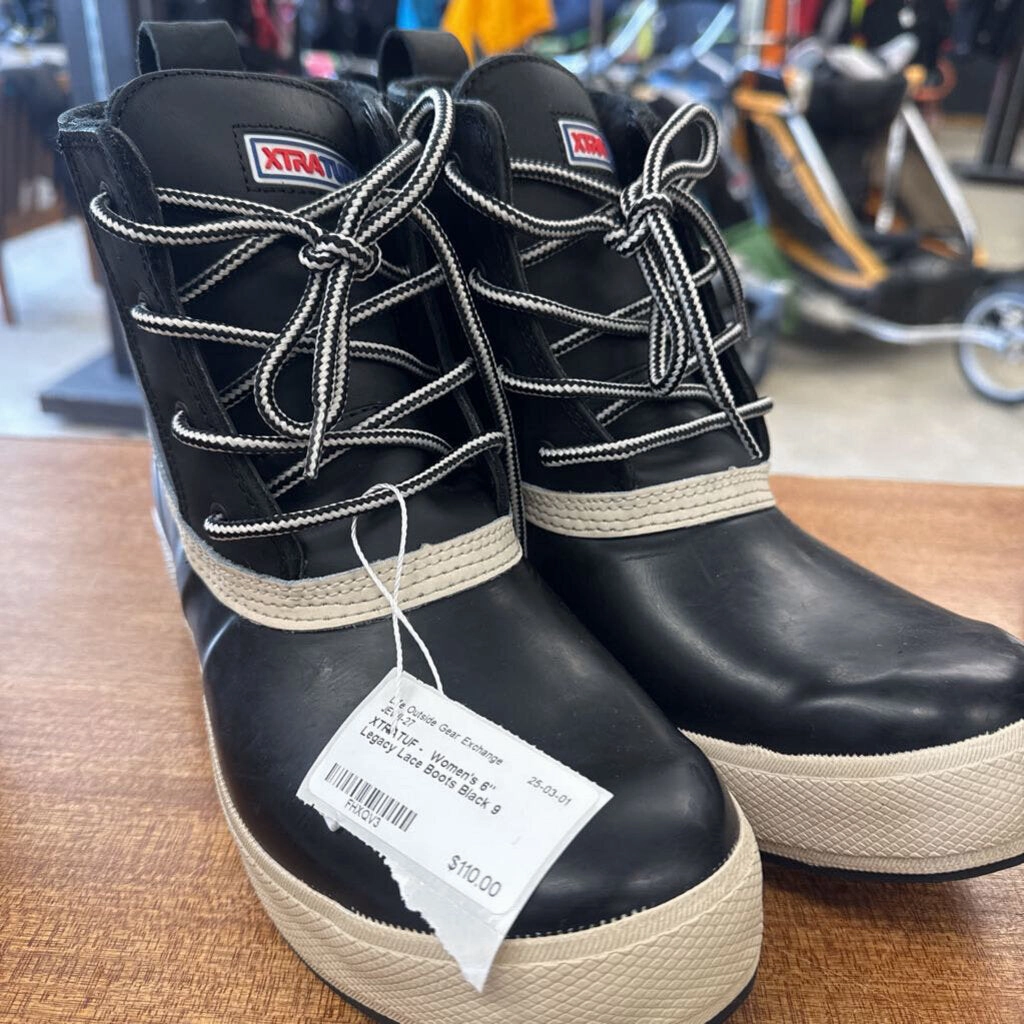 XTRATUF - Women's 6" Legacy Lace Boots: Black-women-9 Fleece Lined Waterproof Shoes